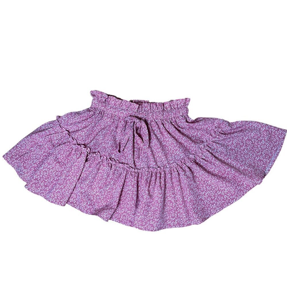 SHEIN Pink FLoral Ruffle Circle Mini Skirt Size Small